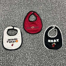 Lot of 3 Miami Heat Baby Bib Red White Black NBA