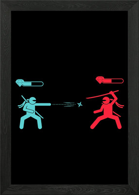 Stickman Ninja Duel Framed Wall Art Poster Canvas Print Picture