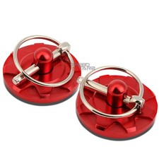 2pcs Billet Style Aluminum Bonnet Mount Racing Hood Lock Pins Latch Kit Red