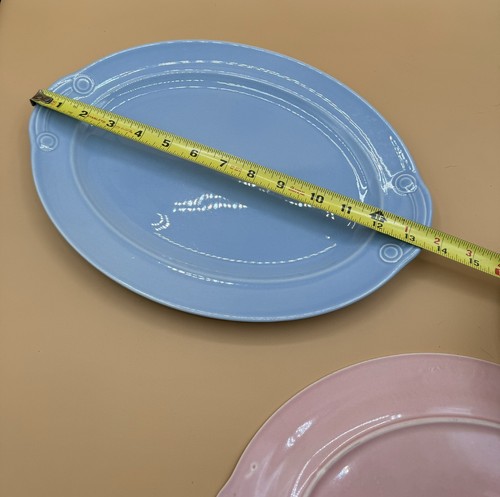 TAYLOR SMITH & TAYLOR Lu-Ray Pastels Pink Blue 11.5 & 13.5” Platters SET Of 2 - Picture 5 of 13