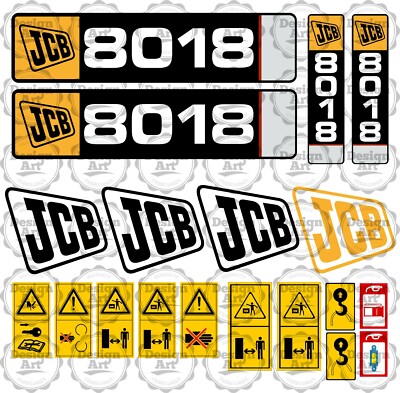 JCB 8018 Mini Bagger Digger Aufkleber Set Decals