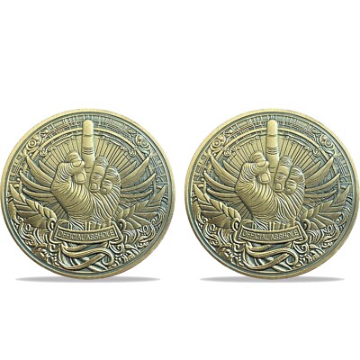 2pcs Funny Challenge Coin Middle Finger Zero F*ks Given Coin Cool