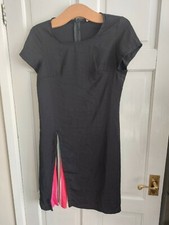 Womans Uk Small Black With Colourful Rainbow Split Dress Summer Smart Work