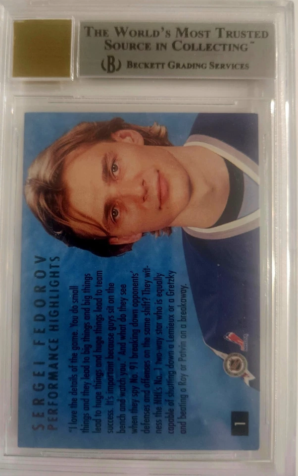 1994-95 Fleer Ultra SERGEI FEDOROV #1AU AUTO BGS 8.5 AUTO 9 - Image 2 of 2