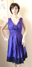 NWT Genuine JS BOUTIQUE purple taffetta pleated black bead lace dress, size 10