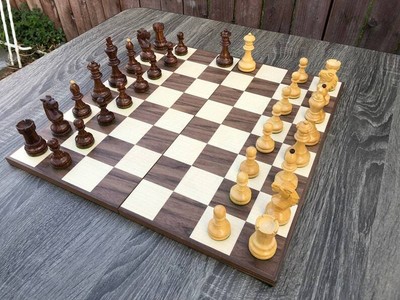 Vintage 1950's Circa Bohemia Staunton German Chess Pieces in Sheesham & Boxwood
