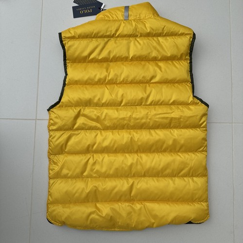 Polo Ralph Lauren Men Reversible Denver Down Vest Gilet Green Yellow Size XS - Picture 8 of 8