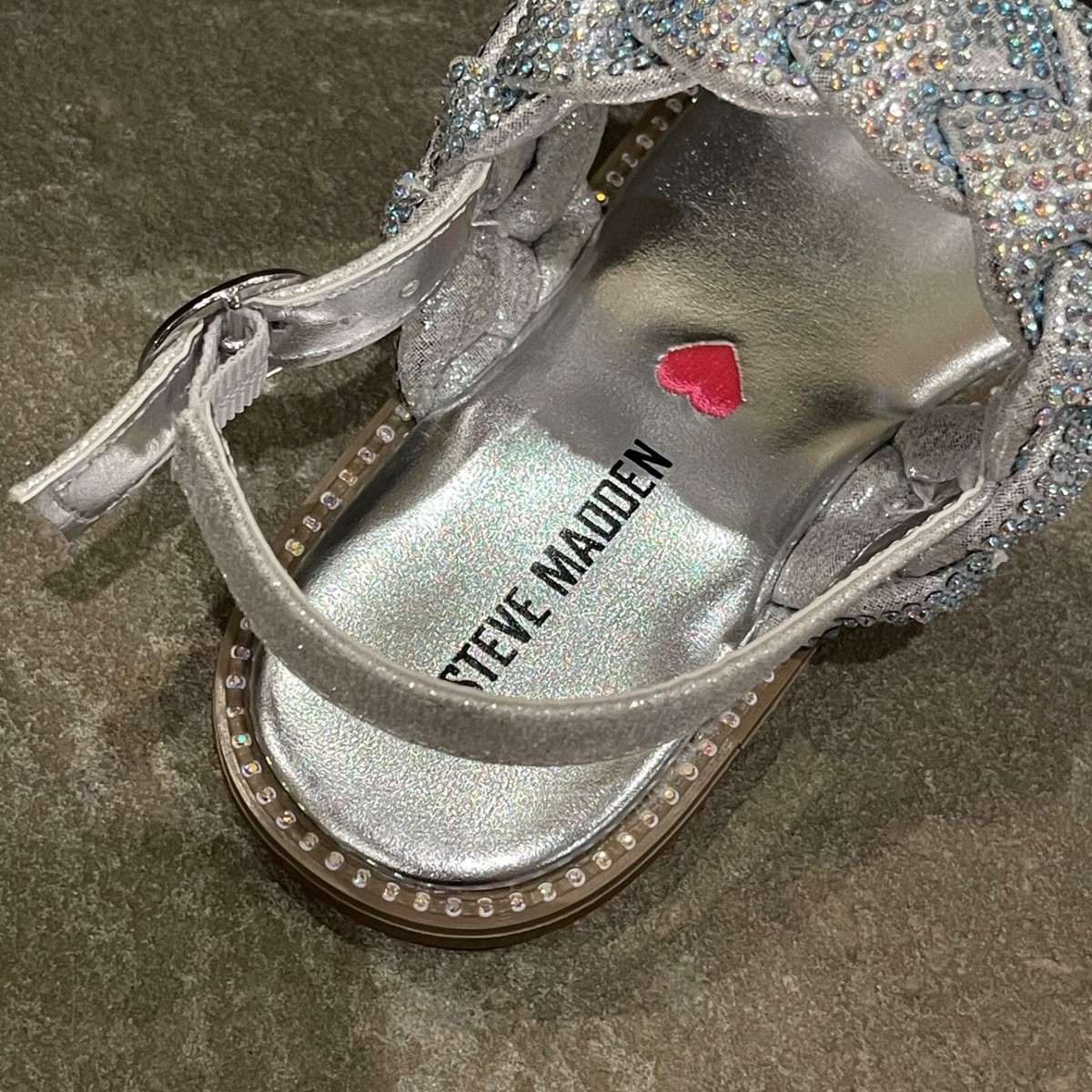 Steve Madden Girls Silver JNewbie Braided Rhinestone Sandals
