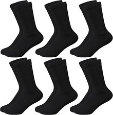 Kids Crew Socks Boys Cushioned Athletic Girls Large, 6 Pairs, Black