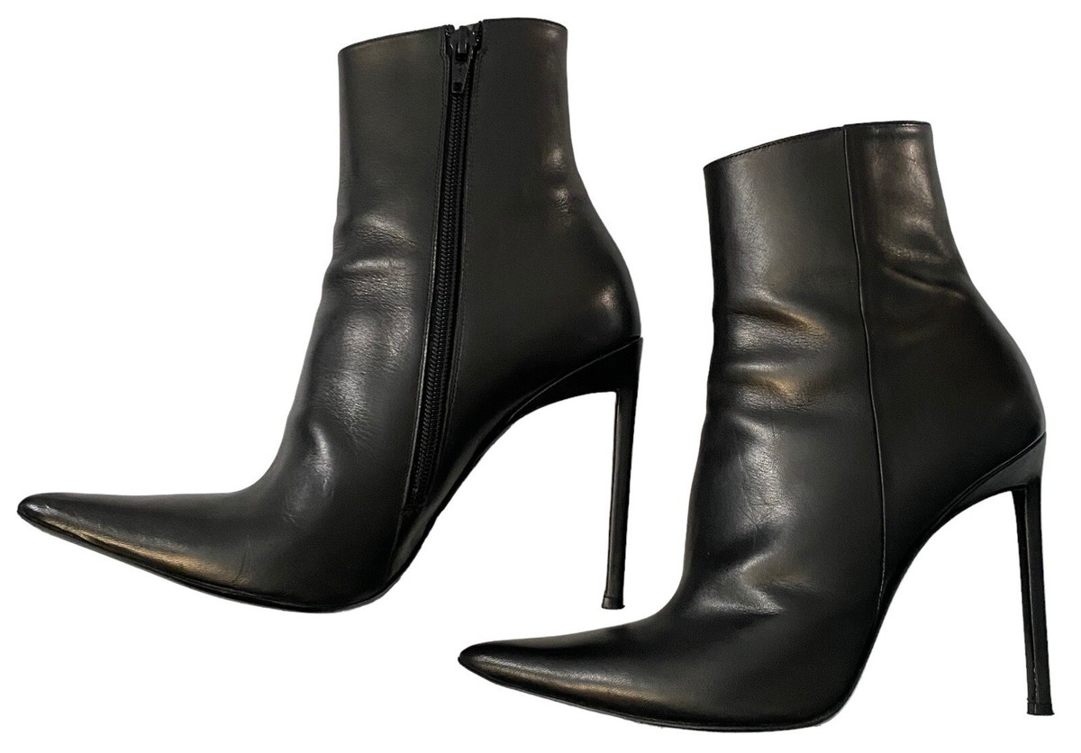 Haider Ackermann Pointy Toe Stiletto Heel Boots Ankle Black Size