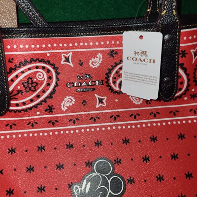 NEW COACH MICKEY MOUSE BRIGHT RED/BLACK PRAIRIE BANDANA REVERSIBLE