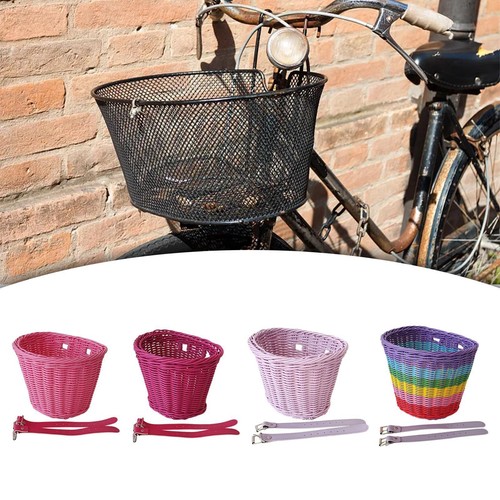 Dirfuny Purple Bike Basket Set For Girls - Handwoven Basket With Bell, Streamers & Stickers For Kids' Bikes - View #4
