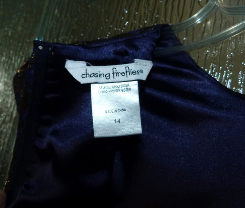 Chasing Fireflies Disney Couture Girl 14 Dress Costume Blu Gold Brocade Overlay - Picture 5 of 5