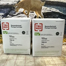 TWO 2 Tru Red Postage Meter Red Ink Cartridges TR7659 for 765-9 Pitney Bowes