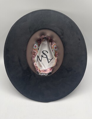 FREE PEOPLE x ASN Melrose Rancher Hat BLACK SUEDE W/ BRAIDED  display picture 3