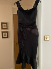 Lipsy ladies plain black bodycon dress with satin inserts