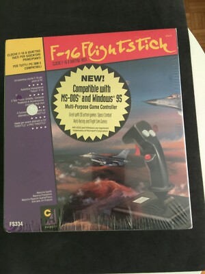 CH F-16 FLIGHTSTICK FS334 CONTROLLER VINTAGE Für PC MS DOS WINDOWS 95 NEU