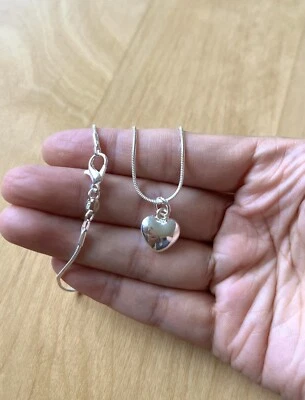 Silber 925 Schlangenkette 50cm mit Anhänger Herz 1,2cm Geschenk Damen Herren - Bild 1 von 4