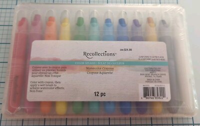 Recollections Project Case *NEW* Recollections WATERCOLOR Crayons Crafting Art Set of 12 in ...