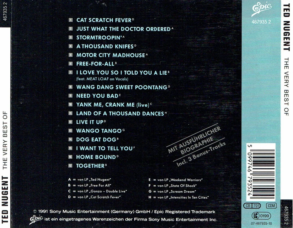 (CD) Ted Nugent - The Very Best Of Ted Nugent - Cat Scratch Fever, Stromtroopin - Bild 2 von 2
