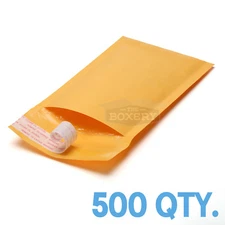500 #000 Kraft Bubble Padded Envelopes Mailers 4 x 8 from TheBoxery