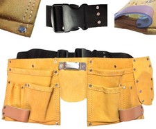 Werkzeugg&uuml;rtel Leder 11 Taschen 2 Hammer Halter Zimmermanng&uuml;rtel beste Qualit&auml;t