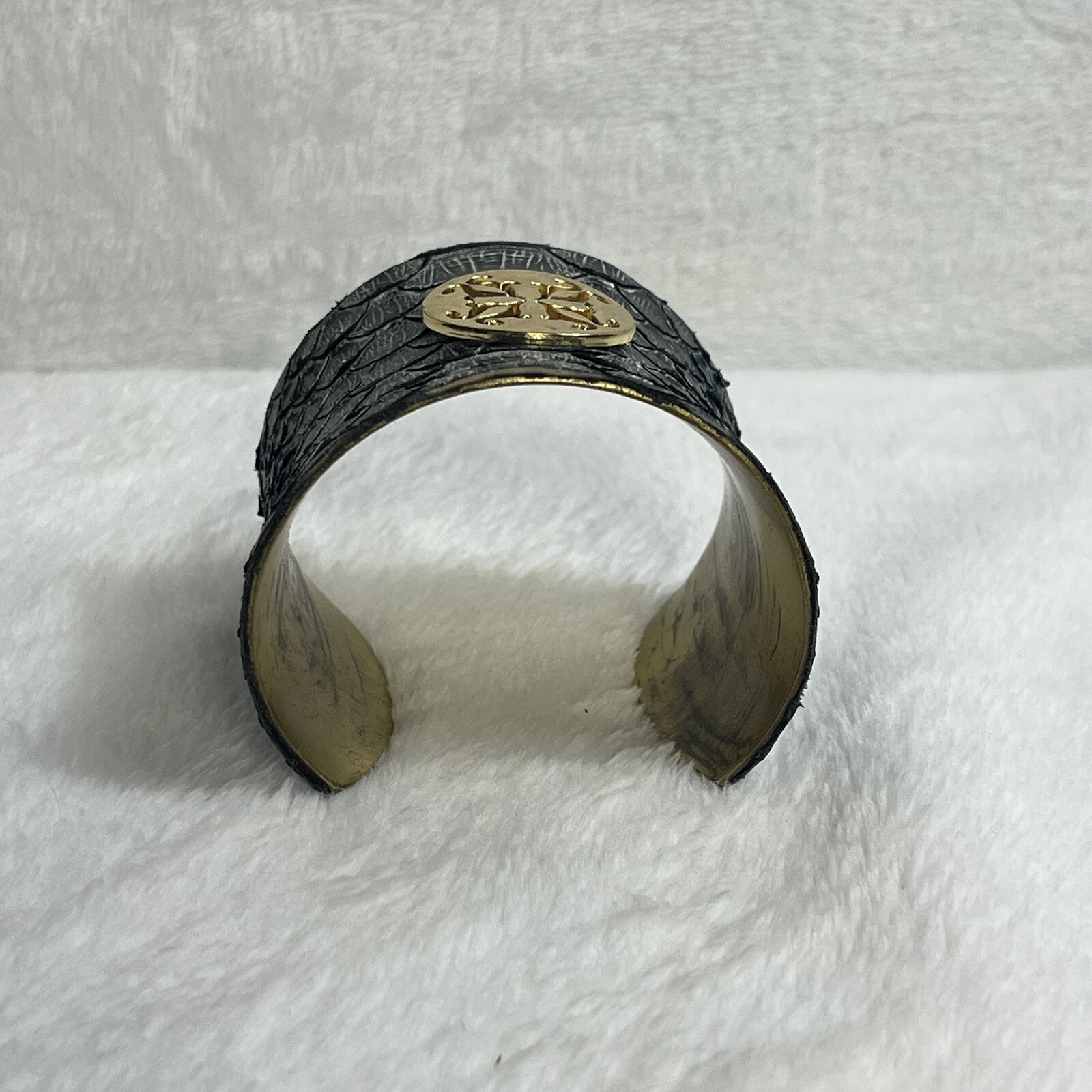 Vintage Rustic Cuff Bracelet Python Snakeskin Jew… - image 3