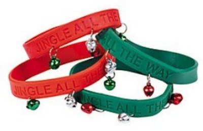 6 Stück ''Jingle All The Way'' Gummi Armband Armbänder mit Glocken