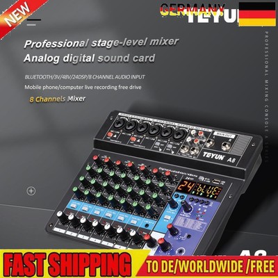 8 6 Channel Professional Mixing Console Soundcard USB Play Record DJ Audio Mixer