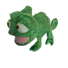 Disneyland & Disney World Pascal Plush Toy Green Sequin Chameleon 11” x 7”