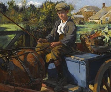 THE HUSKSTER VENDOR 1917 PAINTING BY STANHOPE ALEXANDER FORBES REPRO