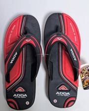Mens Size 8 ADDA Flip Flops, Black & Red   *NWT*
