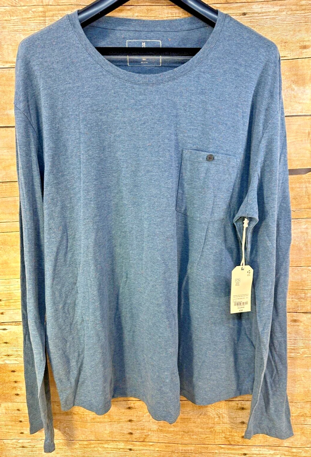 Mutual Weave Long Sleeve T-Shirt Tee Men's 2XL Blue W/ Orange Specs $30 ⭐️NWT⭐️