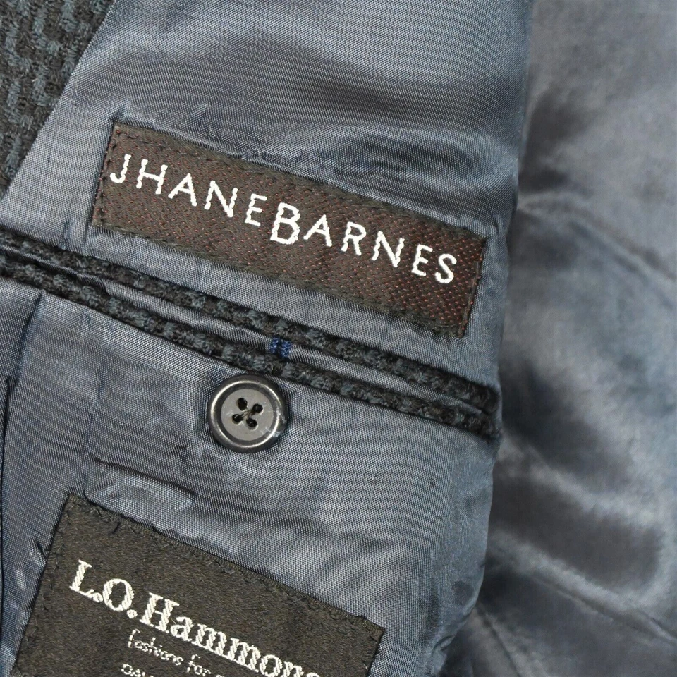 Abrigo Deportivo De Colección Jhane Barnes 40R Azul Tweed Doble Pecho Pico Solapa Foto 4 de 4