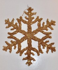 Large 11 1/2" Gold Christmas Holiday Hanging Snowflake Glitter