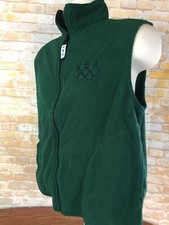 Vintage American Made Men's Green USA Olympics Full Zip Vest Size Large MT29