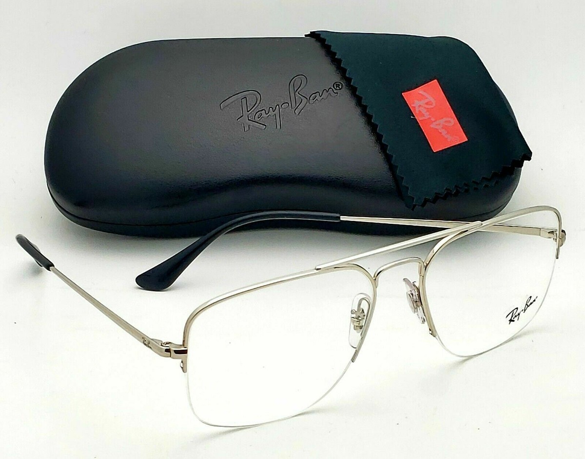 レイページ① New RAY-BAN Eyeglasses RB 6441 2501 56-17 145 Aviator Semi-Rimless