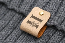 Custom Name Leather Tags,Tags for Knitted Hats, Initials Leather Labels