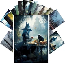 PIXILUV Vintage Postcards (24 pcs 4"x6" each) Spooky Illustrations Thirtytwo 