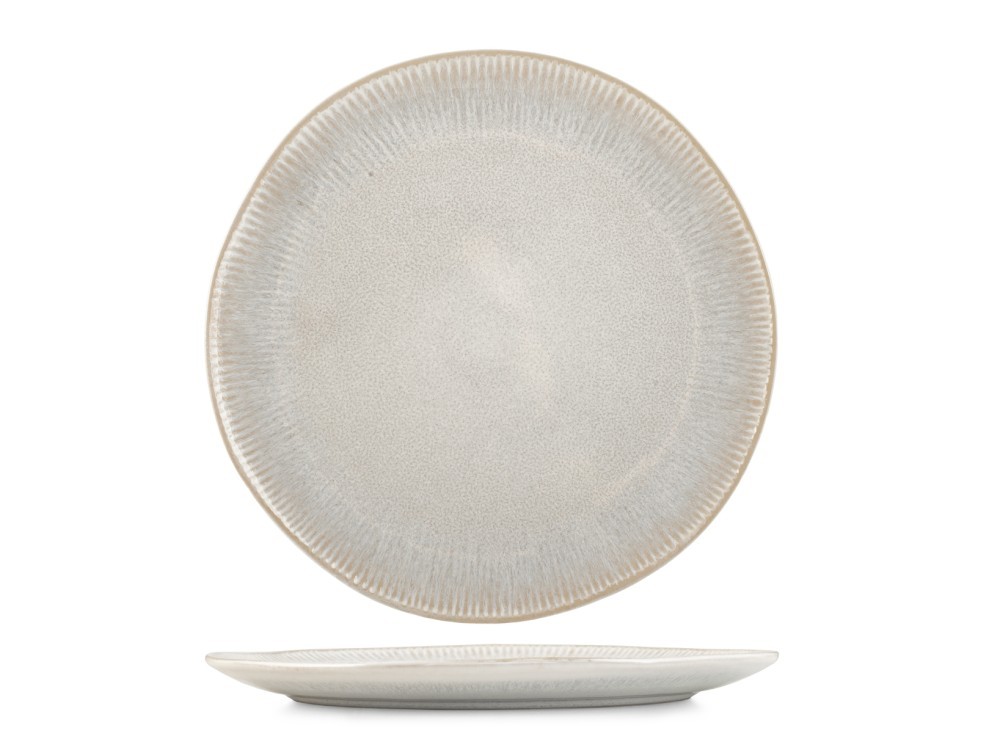 H&H Set of 6 White Yucatan Stoneware Dinner Plates, Internal Decor cm. 27