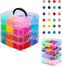 4800Pcs Pony Beads Bulk,24 Colors Plastic Candy Bead for Crafts Bracelets