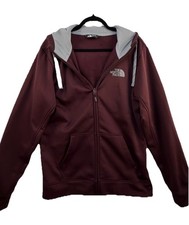The North Face Full Zip Hoodie Jacket Fleece Lined Men s Size M Logo Burgundy