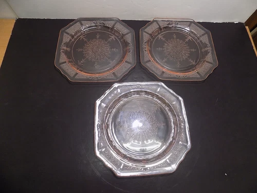 Set of 3 Hocking Princess Pink Depression Glass 8-1/4’’ Luncheon Plates