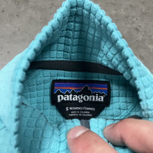 Patagonia R1 Pullover Womens Small Blue Grid Fleece Lightweight Outdoors Hiking - Picture 6 of 8