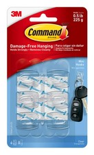 Decorating Hooks Mini Transparent Multi Pack of 6 Hooks and 8 Strips for Indoor 0.99 per strip