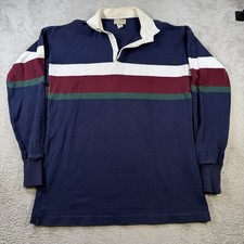 Vintage LL Bean Rugby Shirt Mens XLT Navy Striped Long Sleeve Made in USA