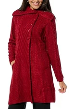 Antthony Women's Cable Knit Sweater Coat Cabernet