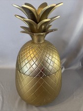 Vintage Gold Pineapple Ice Bucket Barware Tiki Retro MCM Hollywood Regency 12"