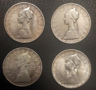 4 x 500 Lire Italien Silbermünzen 835/1000 gesamt 36 74 Gramm Feinsilber