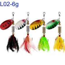 4Pcs Spinner Spoon Lures 4g Spinner Spoon Metal Feather Bait for Trout Pike Arti